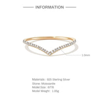 High End Gold Plated Zircon Pave 925 Sterling Silver V Arrow Rings Band Rings for Women Silver Jewelry