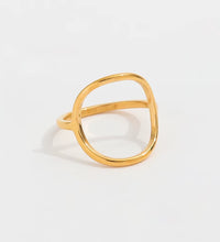 High End 18K Plain Gold Simple Large Circle Rings Stainless Steel Trendy Simple Gold Plated Jewelry