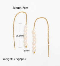 New Trendy Earring 18K Gold Plated Pearl Chain Tassel Drop Earrings for Women Stainless Steel Wholesale Piercing Jewelry
