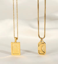 Joolim Jewelry 18K Gold Plated Sun Moon Burst Rectangle Pendant Necklace Stainless Steel Trendy Jewelry