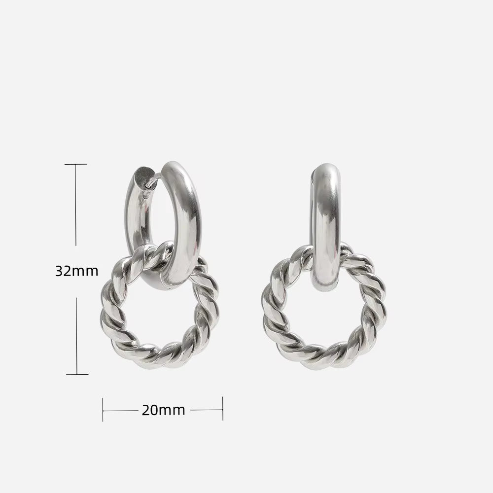 JOOLIM Jewelry PVD 18K Gold Plated Double Rope Chain Hoop Earring Stainless Steel Jewelry Fashion Jewelry