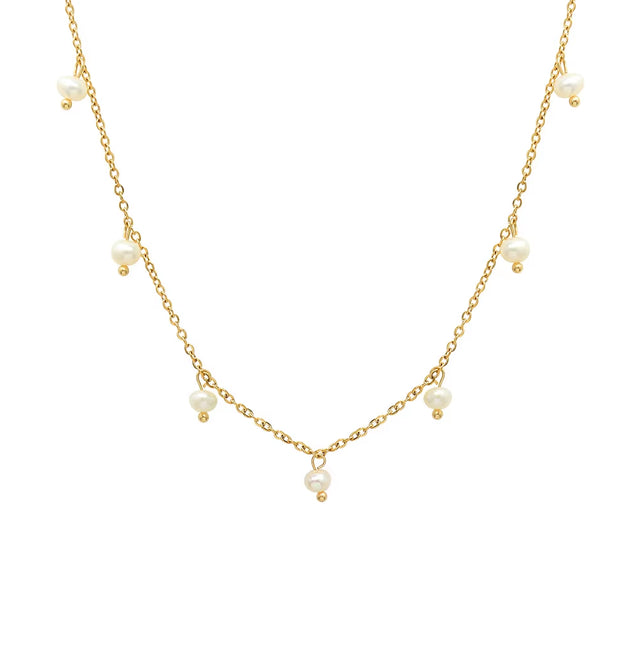 JOOLIM Ready to Ship High End 18K Gold Plated Stainless Steel Fresh Water Pearl Dangle Necklace