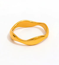 Joolim Jewelry Wholesale High End PVD Waterproof&Non Tarnish Fashion Dainty Arc-Shaped Wave Stainless Steel Ring for Women