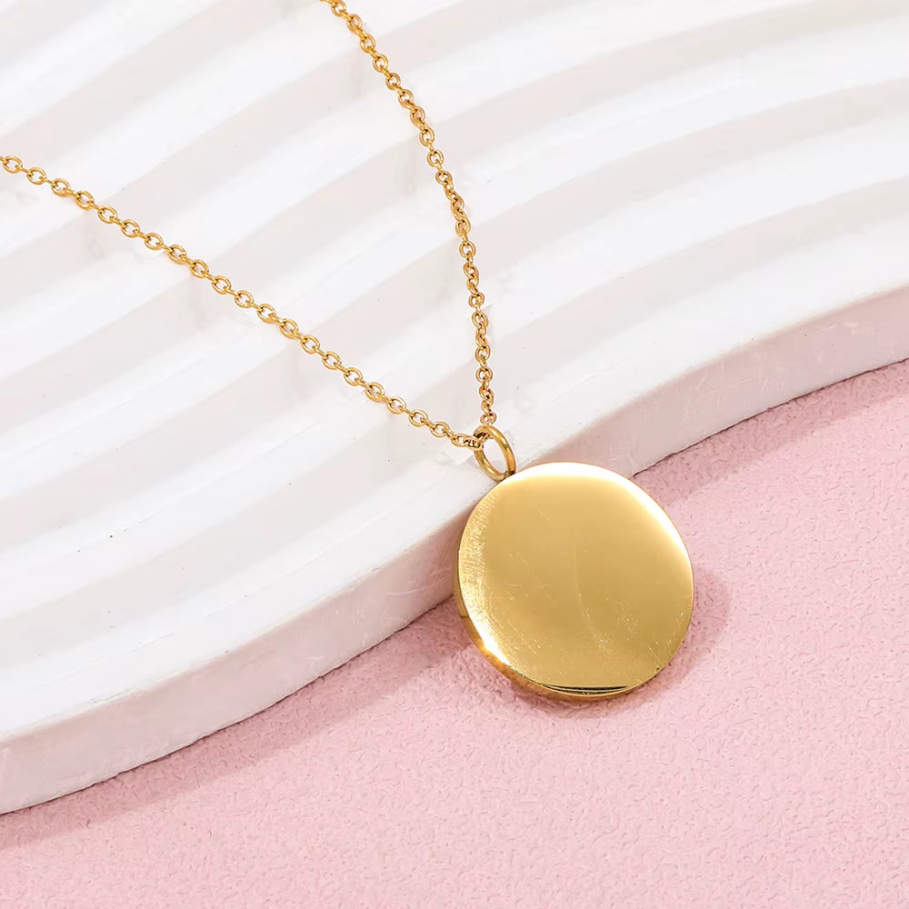 Joolim Jewelry 18K Gold Plated Relief Coin Pendant Choker Necklace Stainless Steel Jewelry Wholesale