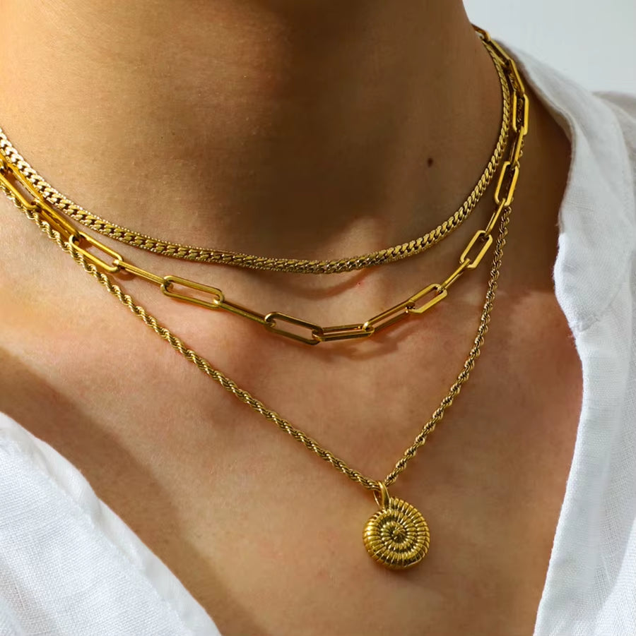 Joolim Jewelry 18K Gold Plated Rope Chain Cute Snail Pendant Necklace Trendy Tarnish Free Gold Jewelry
