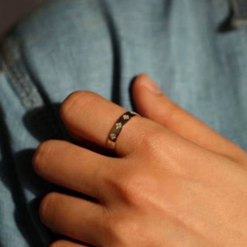 Joolim Jewelry Wholesale 18K Gold Plated Star Zirconia Stainless Steel Ring for Women Dainty Ring