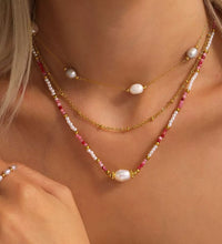 JOOLIM High End Stainless Steel Style Colorful Natural Stone Section Vintage Necklace 18K Gold Plated Jewelry Wholesale