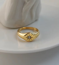 High End 18K PVD Gold Plating Sparkling North Star Stainless Steel Rings Diamond Rings Stainless Steel Jewelry
