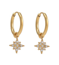 18K Pvd Dainty Elegant CNC Cubic Zirconia Pave Heart Waterdrop Starburst Cross Stainless Steel Hoop Earring Fine Jewelry