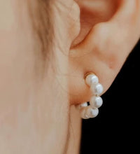 Joolim Jewelry round Glass Pearl Hoop Earring 18K Gold Plated Stainless Steel Women Earring for Women