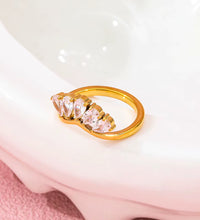 Joolim Jewelry Wholesale High End PVD Waterproof&No Fade Fashion Designer Teardrop Zirconia Pave Stainless Steel Ring for Women