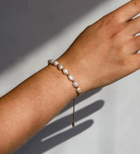 18K PVD Gold Plated Adjustable Real Fresh Water Pearl Adjustable Chain Stainless Steel Bracelet