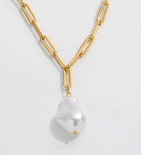 Joolim Jewelry 18K Gold Plated Link Chain Necklace Pearl Pendant Necklace