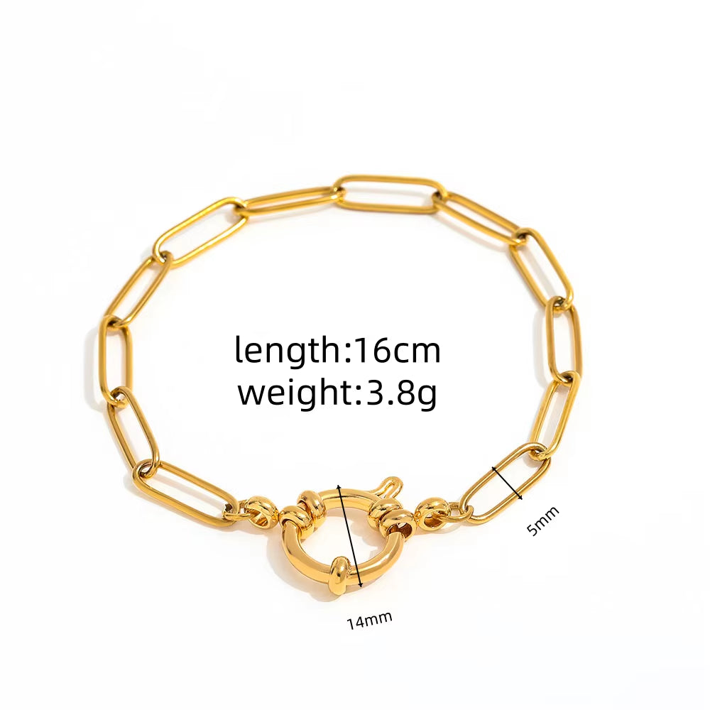 High End Gold Plated Fashion Waterproof&No Fade Dainty Small Square Chain Bubble Stainless Steel Bracelet Wholesale Jewelry