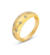 Joolim Jewelry Wholesale 18K Gold Plated Starry Sky Zirconia Gradient Stainless Steel Rings for Women Rings