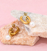 Joolim 18K Gold Plated Wholesale No Fade Elegant Detachable Teardrop round Pearl Hoop Earring Stainless Steel Jewelry