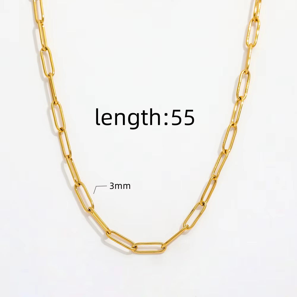 Joolim Jewelry Gold Plated Statement Paper Pin Link Chain Adjustable Necklace Stainless Steel Jewelry Wholesale