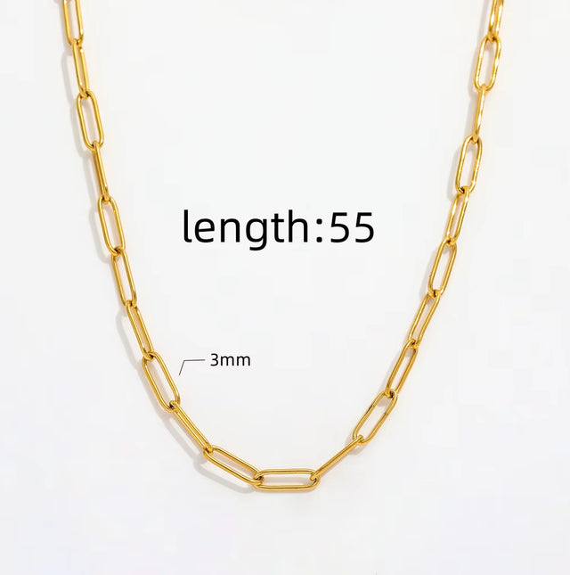 Joolim Jewelry Gold Plated Statement Paper Pin Link Chain Adjustable Necklace Stainless Steel Jewelry Wholesale