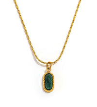 JOOLIM High End Stainless Steel Oval Colorful Natrual Stone Pendant Necklace 18K Gold Plated Jewelry Wholesale