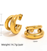 Joolim 18K Gold Plated Wholesale Waterproof&Tarnish Free Fashion Versatile Simple Double C Hoop Earring Stainless Steel Jewelry