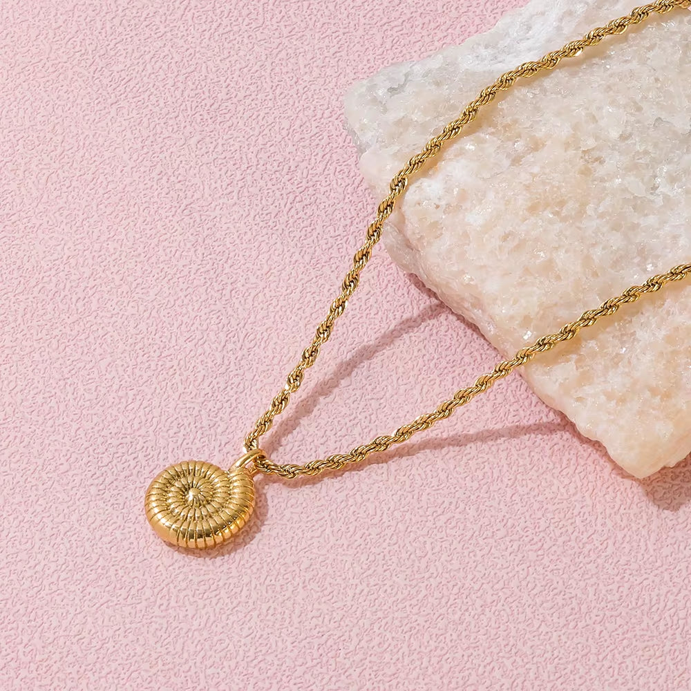 Joolim Jewelry 18K Gold Plated Rope Chain Cute Snail Pendant Necklace Trendy Tarnish Free Gold Jewelry