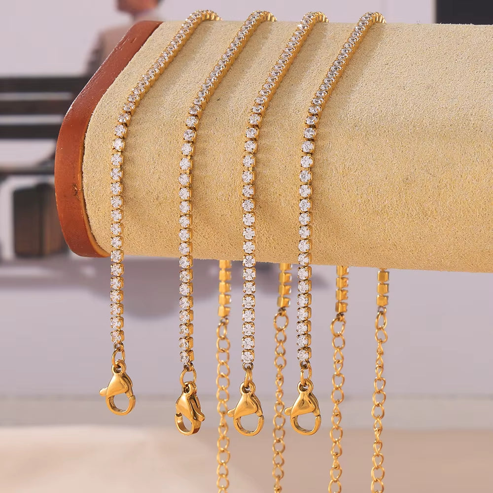 High End Gold Plated Stainless Steel Waterproof Fashion Elegant Luxury Zirconia Pave Bracelet for Women Wholesale Jewelry