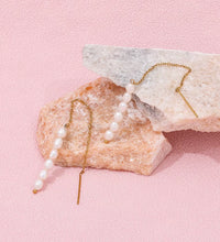 New Trendy Earring 18K Gold Plated Pearl Chain Tassel Drop Earrings for Women Stainless Steel Wholesale Piercing Jewelry