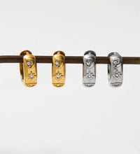 New Trendy Earring 18K Gold Plated Dainty CZ Moon Star Eye Stainless Steel Hoop Earrings for Women