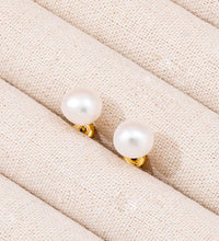 Trendy Earring 18K Gold Plated Single Big Natural Pearl Stud Earring Stainless Steel Fashion Jewelry Wholesale