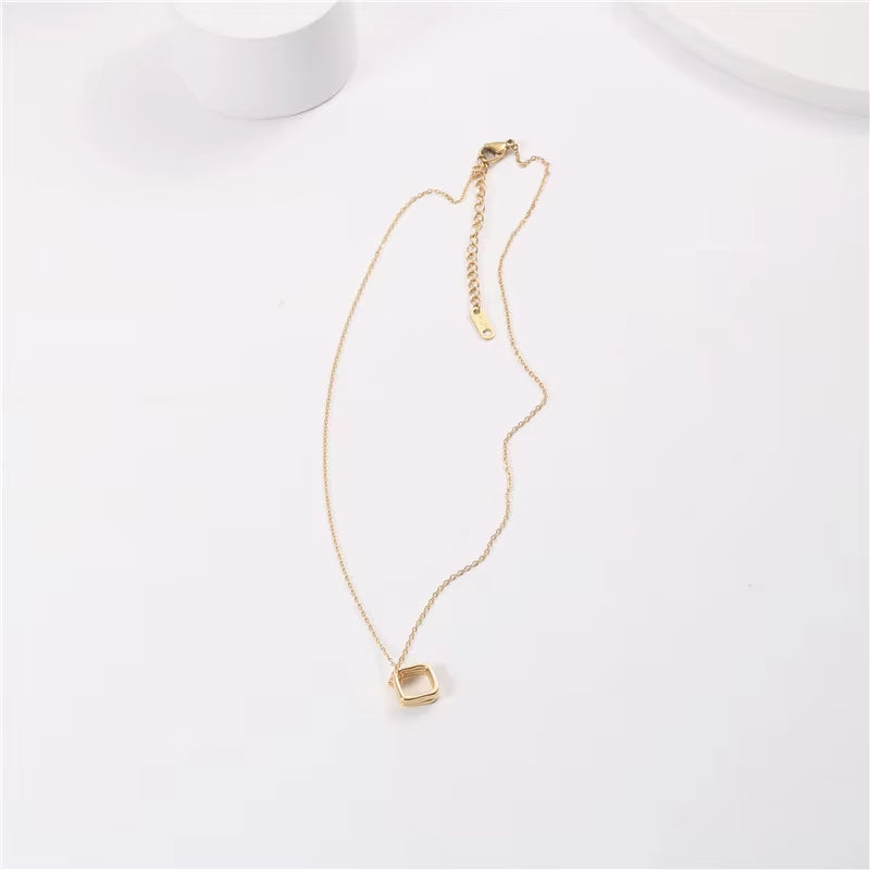 Joolim Jewelry 18K Gold Plated Simple Geometric Pendant Necklace Stainless Steel Necklace