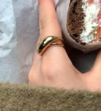 Joolim Jewelry 18K Gold Plated Waterproof Tarnish Free Stainless Steel Chunky Double-Layer Cross Dome Rings for Women