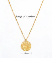 Joolim Hot Sale 18K PVD Gold Plated Waterproof Tarnish Free Hammered round Circle Coib Pendant Stainless Steel Necklace