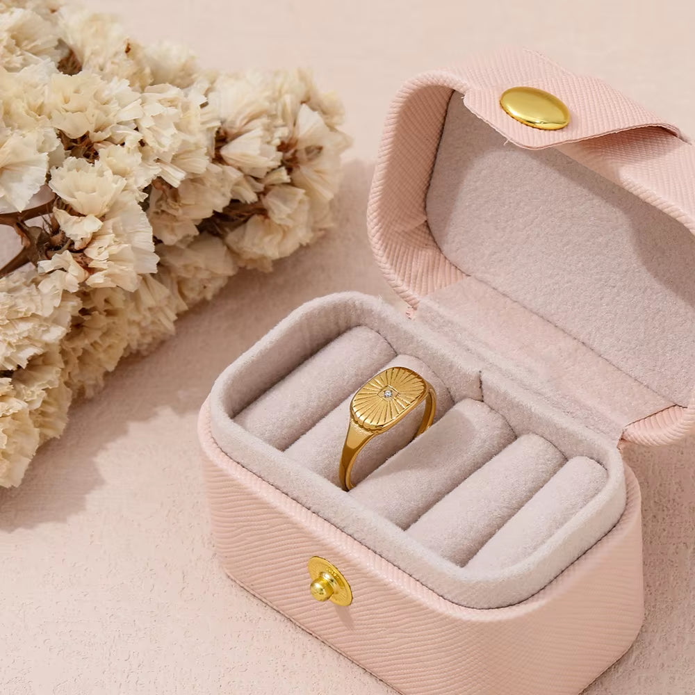 Joolim Jewelry Wholesale 18K Gold Plated Sun Rays Burst Stainless Steel Rings for Women Statement Rings