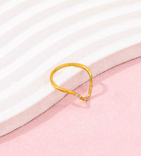 Joolim Jewelry Wholesale 18K Gold Plated Dainty 8 Zirconia CNC Inlay Waved Lines Stainless Steel Ring for Women Gift