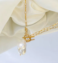 Joolim Jewelry 18K Gold Plated Shell Baroque Pearl Pendant Toggle Paper Pin Necklace Stainless Steel Jewelry