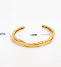High End 18K Gold Plated Irregular Geometric Curved Ggsimple Cuff Stainless Steel Bracelet Trendy Fashion Jewelry for Women