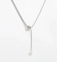 Joolim Snake Chain Pull-Out Type Adjustable Pearl Pendant Necklace Stainless Steel Lariat Necklace Jewelry Wholesale Drop Shippi
