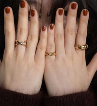 Joolim Jewelry Wholesale 18K Gold Plated Gradient Rope Stainless Steel Open Rings for Women Statement Rings