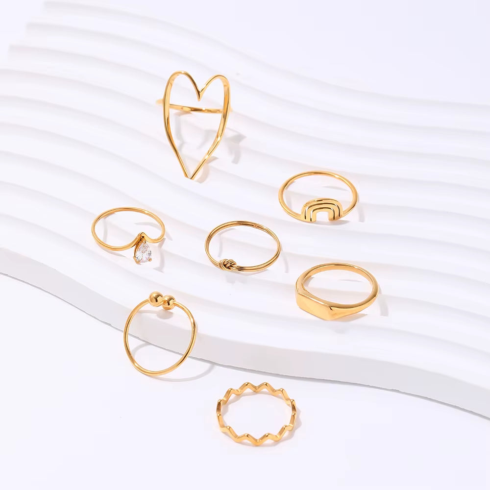 High End 18K PVD Gold Plated Geometric Rings Cute Rings for Women Trendy Stainless Steel Jewelry Wholesale