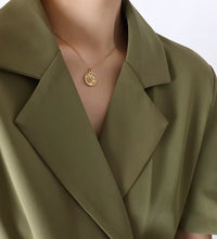 Joolim Jewelry 18K Gold Plated Sun Burst Moon Zirconia Coin Pendant O-Shape Chain Stainless Steel Necklace for Women