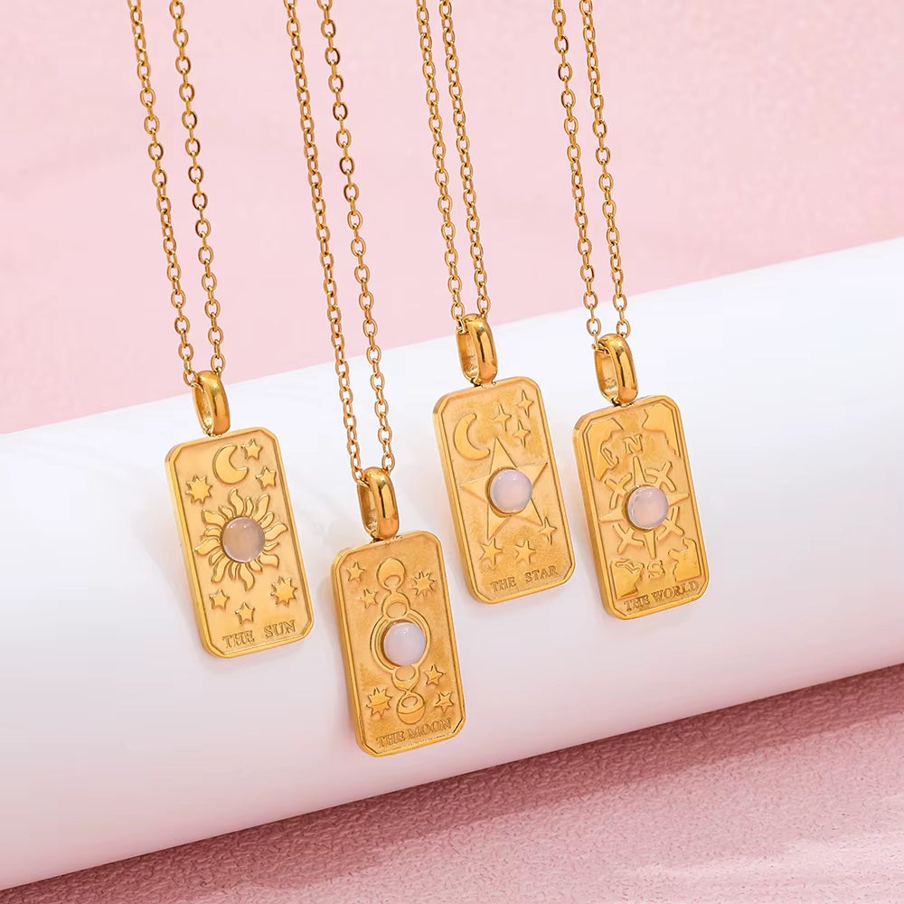 Joolim Jewelry 18K Gold Plated Moon Star Sun Stainless Steel Necklace Design Jewelry Women Necklace Tarnish Free & Waterproof