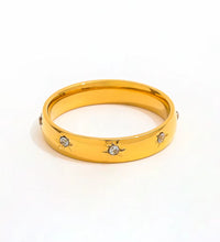 High End 18K Plain Gold Star Zircon Surround Dainty Ring Stainless Steel Trendy Simple Gold Plated Jewelry