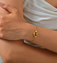 High End Gold Plated Stainless Steel Pig Snout Double-Layer Chain Bracelet for Women Wholesale Jewelry