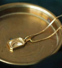 Joolim Jewelry 18K Gold Plated Sun Moon Burst Rectangle Pendant Necklace Stainless Steel Trendy Jewelry