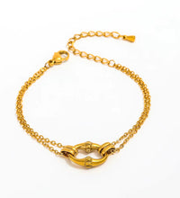 High End Gold Plated Stainless Steel Pig Snout Double-Layer Chain Bracelet for Women Wholesale Jewelry