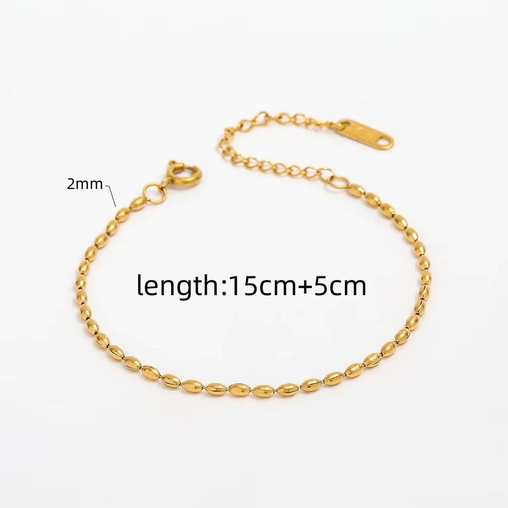 High End Stainless Steel Oval Beads String Bracelet for Women Wholesale Jewelry