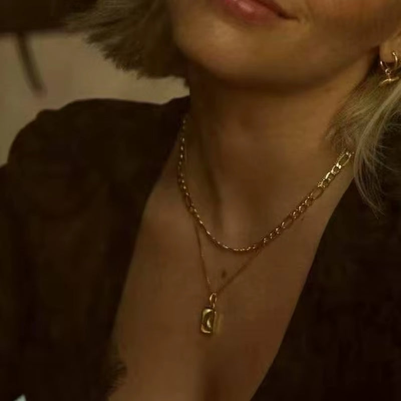 Joolim Jewelry 18K Gold Plated Sun Moon Burst Rectangle Pendant Necklace Stainless Steel Trendy Jewelry