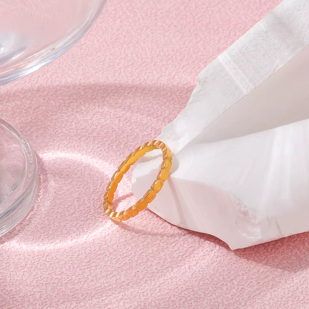 High End 18K Plain Gold Dainty Dot Rings Stainless Steel Trendy Simple Gold Plated Jewelry