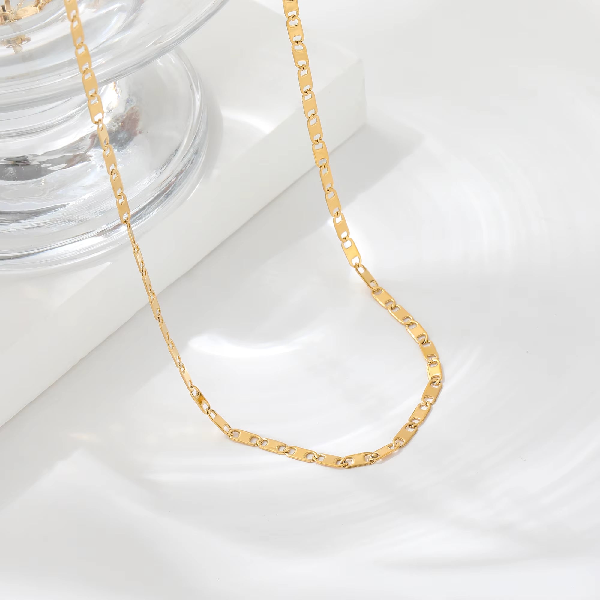 Joolim Jewelry Gold Plated Link Chain Choker Necklace Stainless Steel Jewelry Wholesale