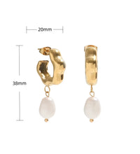 JOOLIM Jewelry PVD 18K Gold Plated Tarnish Free Flower Shape Freshwater Natural Pearl Drop Earring Stainless Steel Jewelry